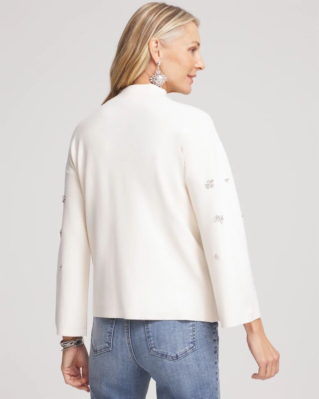 Embellished Mockneck Pullover Sweater - image 3